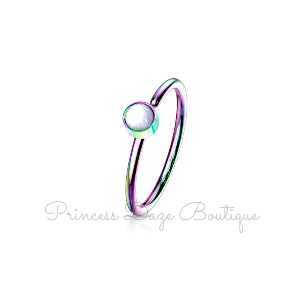 Rainbow Illuminating Stone Bendable Hoop Nose Septum‎ Ring